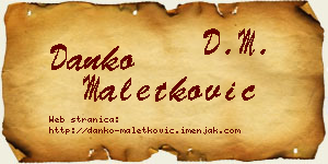 Danko Maletković vizit kartica